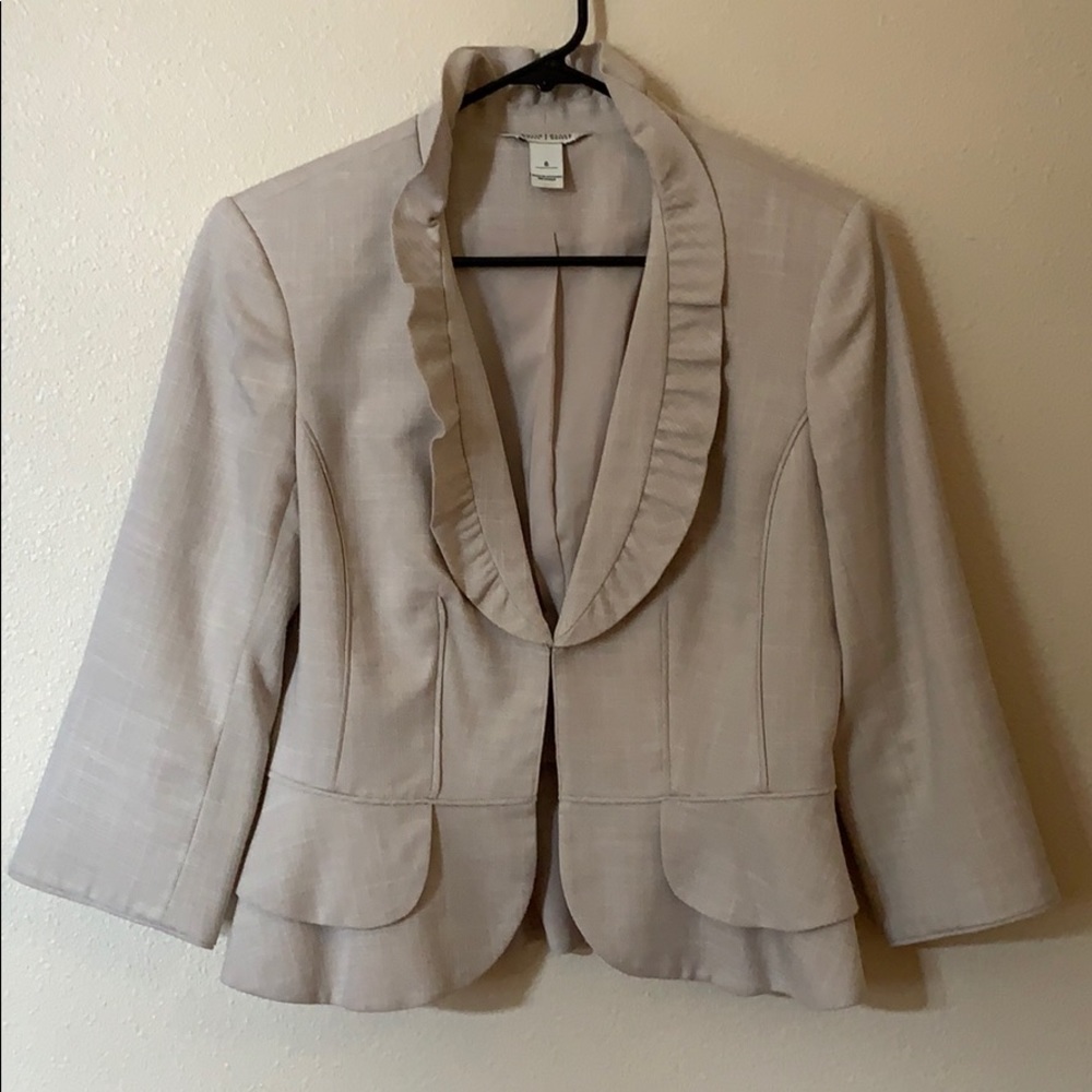 White House Black Market Tan Ruffle Blazer Peplum